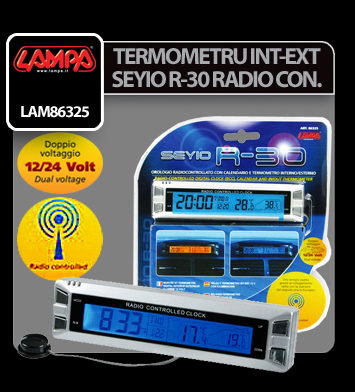 Termometru int-ext Seyio R-30 ceas radio control 12/24V [4]