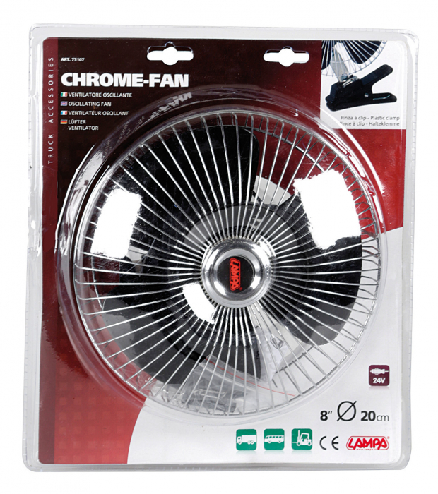 Ventilator oscilant Chrome - Fan Ø 8” din metal 24V [11]