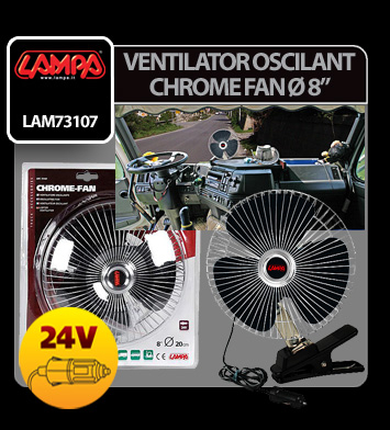Ventilator oscilant Chrome - Fan Ø 8” din metal 24V [8]
