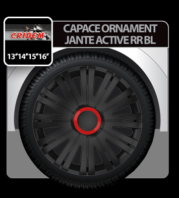 Capace roti auto Active RR 4buc - Negru/Rosu - 16'' [3]