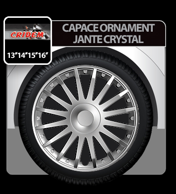 Capace roti auto Crystal 4buc - Argintiu - 14'' [1]