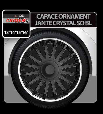 Capace roti auto Crystal SO BL 4buc - Negru/Argintiu - 14'' [1]