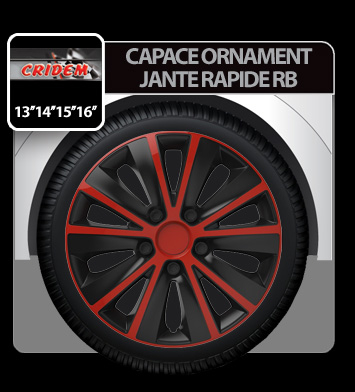 Capace roti auto Rapide RB 4buc - Rosu/Negru - 14'' [1]