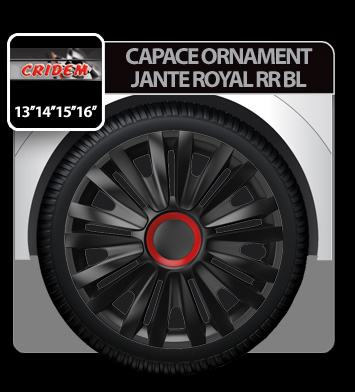Capace roti auto Royal RR BL 4buc - Negru/Rosu - 15'' - Resigilat [3]