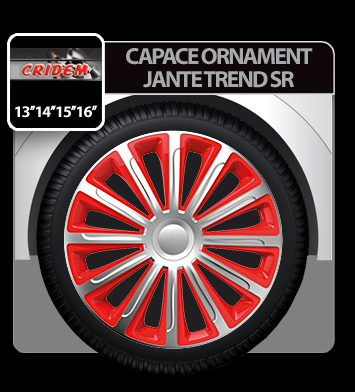 Capace roti auto Trend SR 4buc - Argintiu/Rosu - 16'' [1]