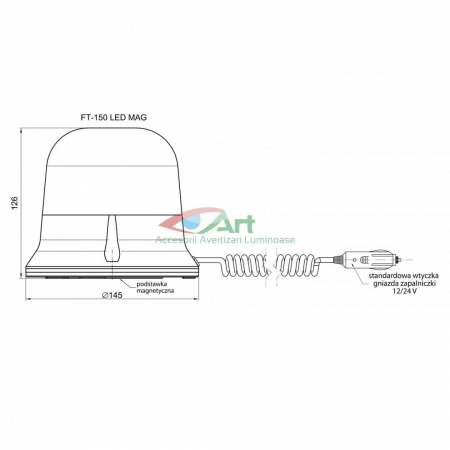 Girofar 12/24 LED-uri magnet si 3m cablu jandarmerie ambulanta [7]