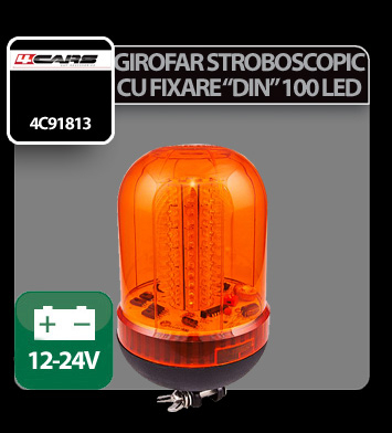 Girofar stroboscopic galben cu fixare DIN 100LED - 12/24V [5]