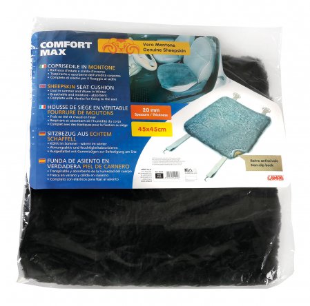 Husa scaun auto pentru sezut, din blana de oaie Comfort Max 1buc - Negru [3]