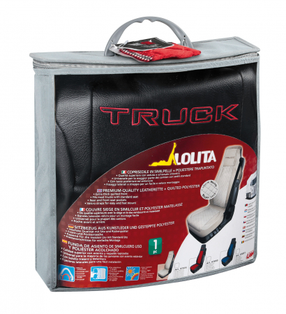 Husa scaun camion Lolita poliester/imit. piele 1buc - Negru/Rosu [1]