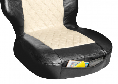 Husa scaun camion Mirian piele capri./imit. piele 1buc - Negru/Crem [3]