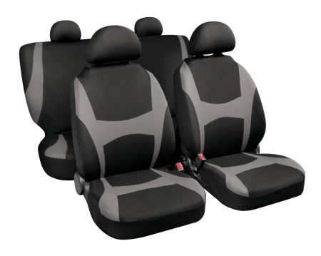 Accesorii Auto - Huse scaun Capri stretch-fit 8buc - Negru/Gri