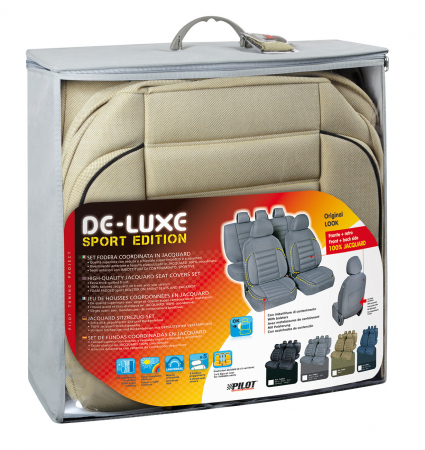 Huse scaun De-Luxe Sport Edition jacquard high-quality 9buc - Bej [2]