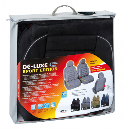 Huse scaun fata De-Luxe Sport Edition jacquard high-quality 2buc - Negru [3]