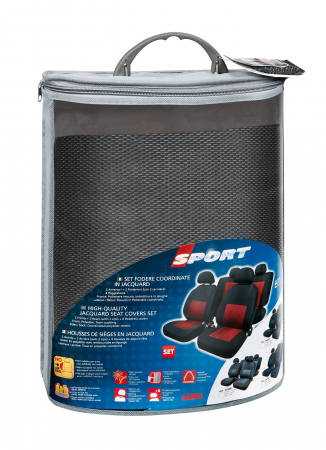 Huse scaun Sport 8buc jacquard high-quality - Gri/Negru [2]