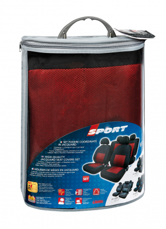 Huse scaun Sport 8buc jacquard high-quality - Rosu/Negru [4]