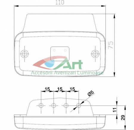 Lampa gabarit cu suport FT-019Z+K 4 LED-uri (tip Iveco) [8]