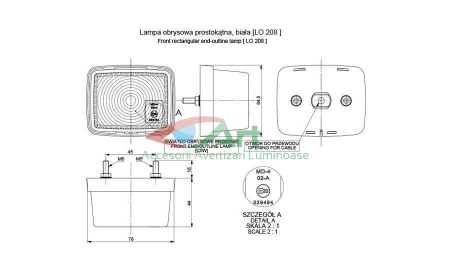 Lampa gabarit LO208 alba pozitie fata cabina Horpol [7]