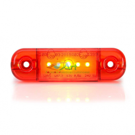 Electrice Auto - Lampa gabarit ovala Slim cu 5 LED -rosie W97.2-712