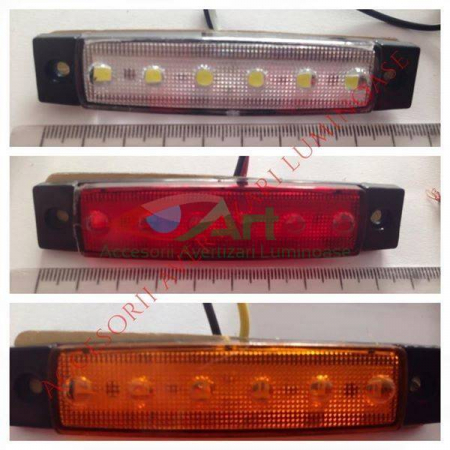 Lampa laterala 6 LED-uri rosie 12v [2]