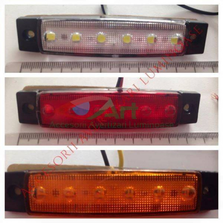 Lampa laterala 6 LED-uri rosie 12v [19]