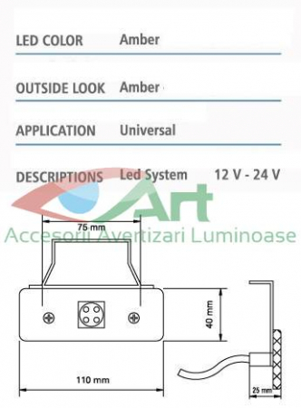 Lampa laterala galbena cu suport 4 LED 12v YP24 [7]