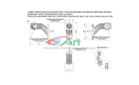 Lampa LED gabarit 3 functii cu brat mediu LD2180 Dreapta [8]
