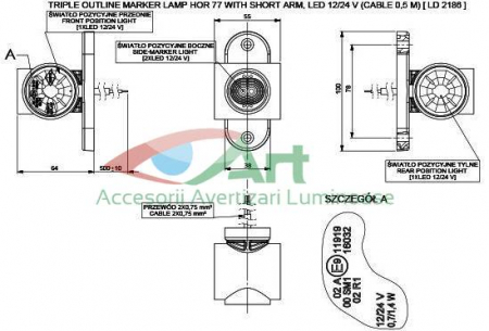Lampa LED gabarit 3 functii cu brat scurt LD2186 [7]