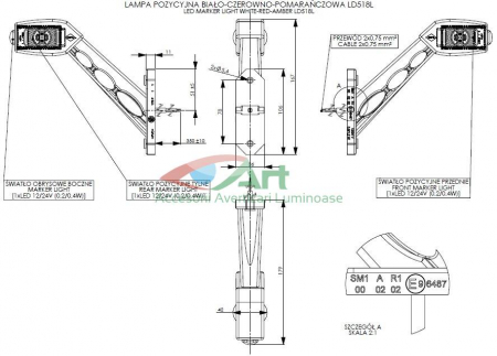 Lampa LED gabarit cu brat cot la 45 grade Dreapta LD518R [4]