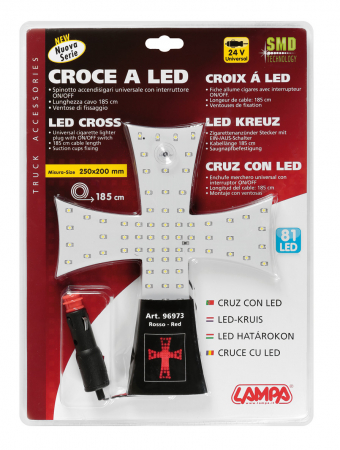 Ornament interior cu LED-uri New Series 24V - Cruce - Rosu [1]