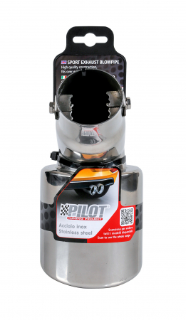 Ornament toba esapament curbat TS-21, din otel inoxidabil lustruit, racordare Ø30-45mm [3]