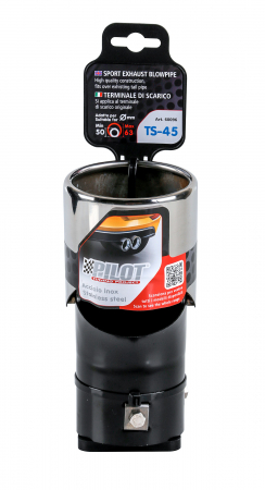 Ornament toba esapament curbat TS-45, din otel inoxidabil lustruit, racordare Ø50-63mm [4]