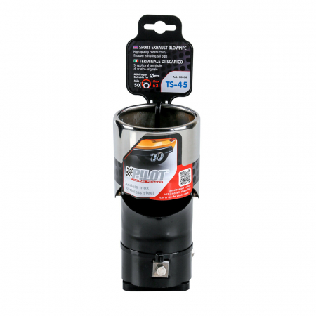 Ornament toba esapament curbat TS-45, din otel inoxidabil lustruit, racordare Ø50-63mm [9]