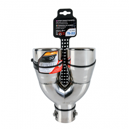 Ornament toba esapament dublu TS-22, din otel inoxidabil lustruit, racordare Ø36-54mm [8]