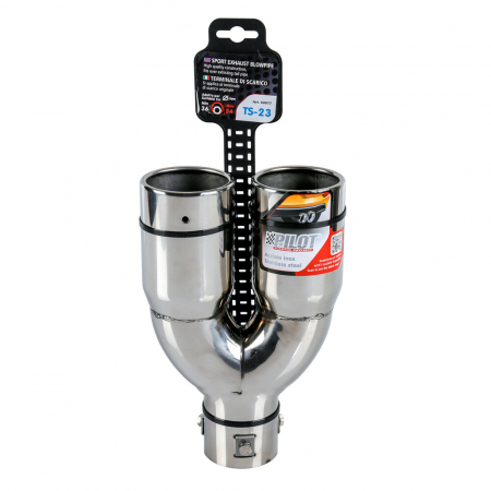 Ornament toba esapament dublu TS-23, din otel inoxidabil lustruit, racordare Ø36-54mm [8]