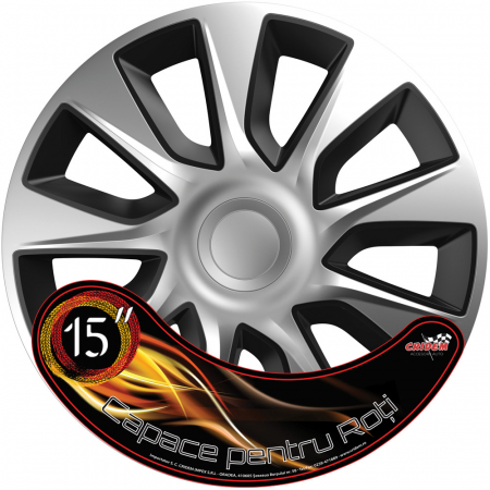 Set capace roti auto Cridem Stratos 4buc - Argintiu/Negru - 15'' [1]