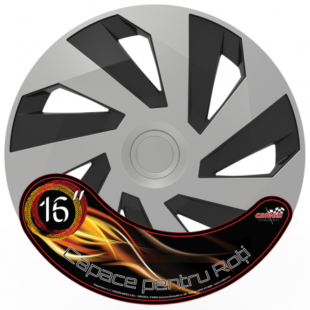 Set capace roti auto Cridem Vector 4buc - Argintiu/Negru - 16'' [4]