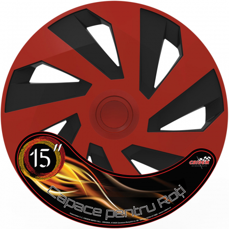 Set capace roti auto Cridem Vector 4buc - Rosu/Negru - 15'' [1]