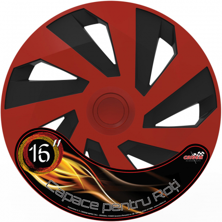 Set capace roti auto Cridem Vector 4buc - Rosu/Negru - 16'' [4]