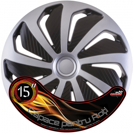 Set capace roti auto Cridem Wind 4buc - Argintiu/Negru - 15'' [7]