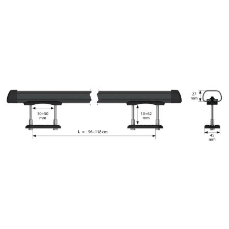 Set suporti portbagaj complet Club din otel, montaj pe bare longitudinale 2buc - L - 127cm [13]