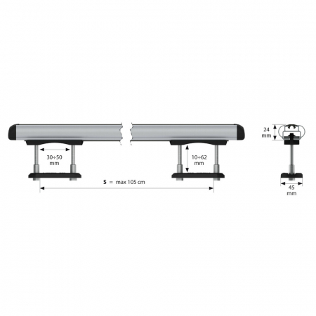 Set suporti portbagaj complet Kuma din aluminiu, montaj pe bare longitudinale 2buc - M - 122cm [13]
