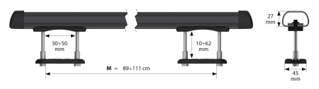 Set suporti portbagaj complet Club din otel, montaj pe bare longitudinale 2buc - M - 120cm [3]