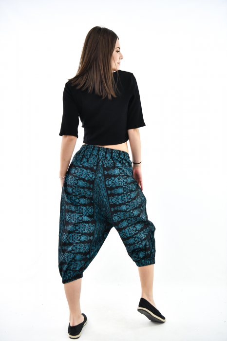 Salvari 3/4 cu print floral - Negru si Verde [6]