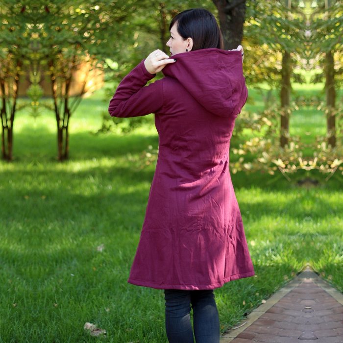 Jacheta din bumbac cu nasturi si fermoar - BORDO [3]