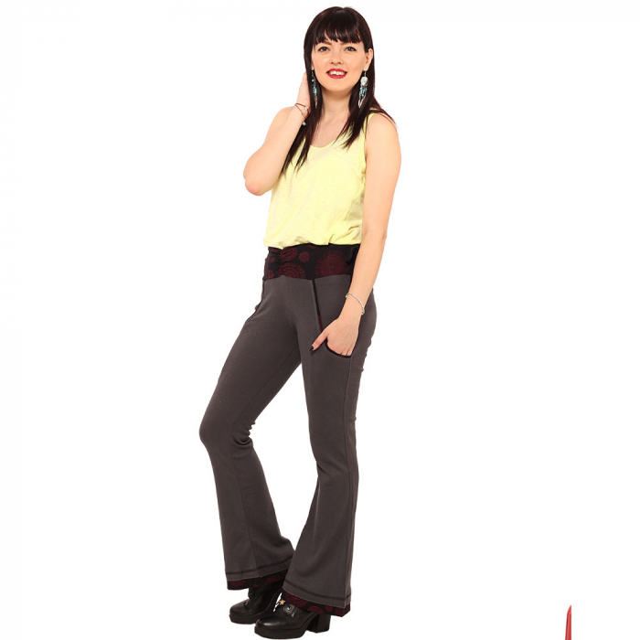 Pantaloni gri negru - Mandala rosie [2]