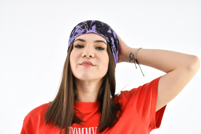 Bandana cu elastic Tie Dye - Visiniu [2]