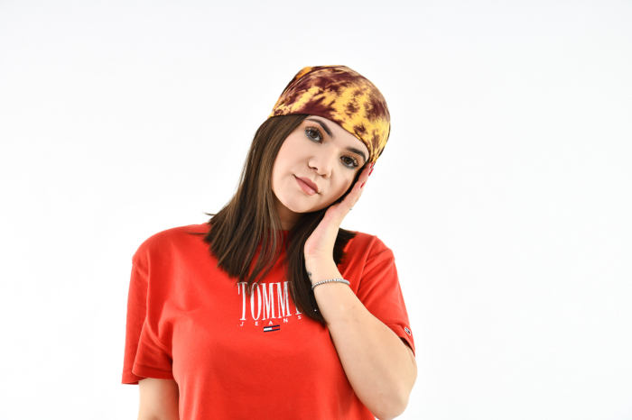 Bandana cu elastic Tie Dye - Visiniu [6]