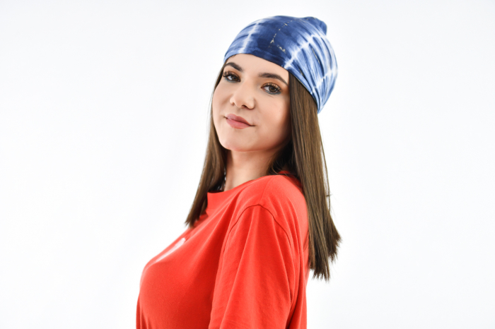 Bandana cu elastic Tie Dye - Visiniu [3]