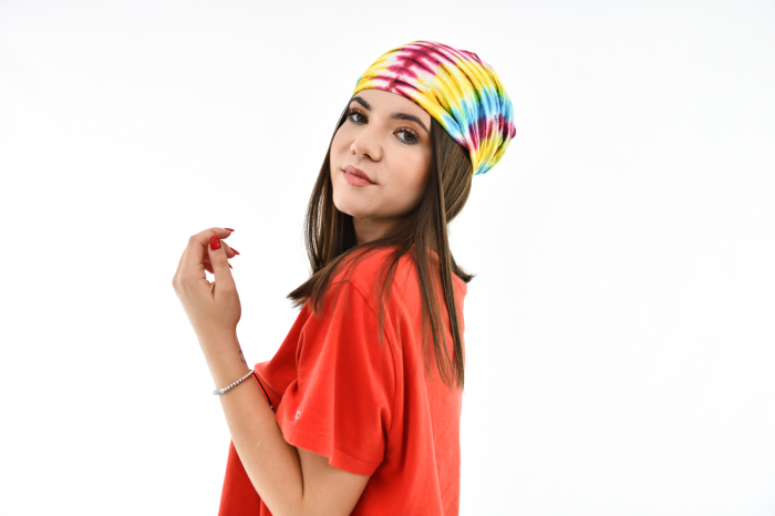 Bandana cu elastic Tie Dye - Visiniu [3]