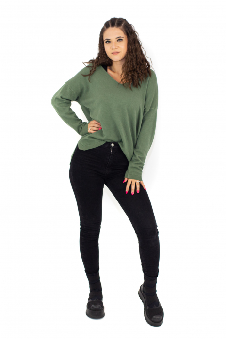 Bluza asimetrica decolteu in V - Khaki 22N77S [3]